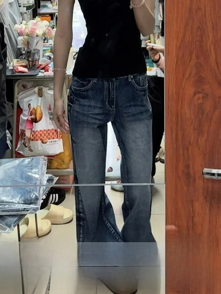 

Джинсы-клеш с высокой талией для женщин, повседневные свободные джинсы в американском винтажном стиле, осенне-зимняя новинка