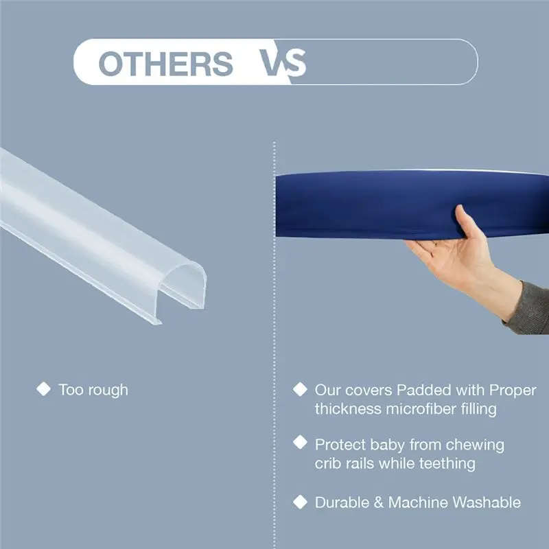 HOTA43T Crib Rail Covers Soft Mesh Protectors For Teething, Corner Guard Coverage Edges Straps For Full Size Crib