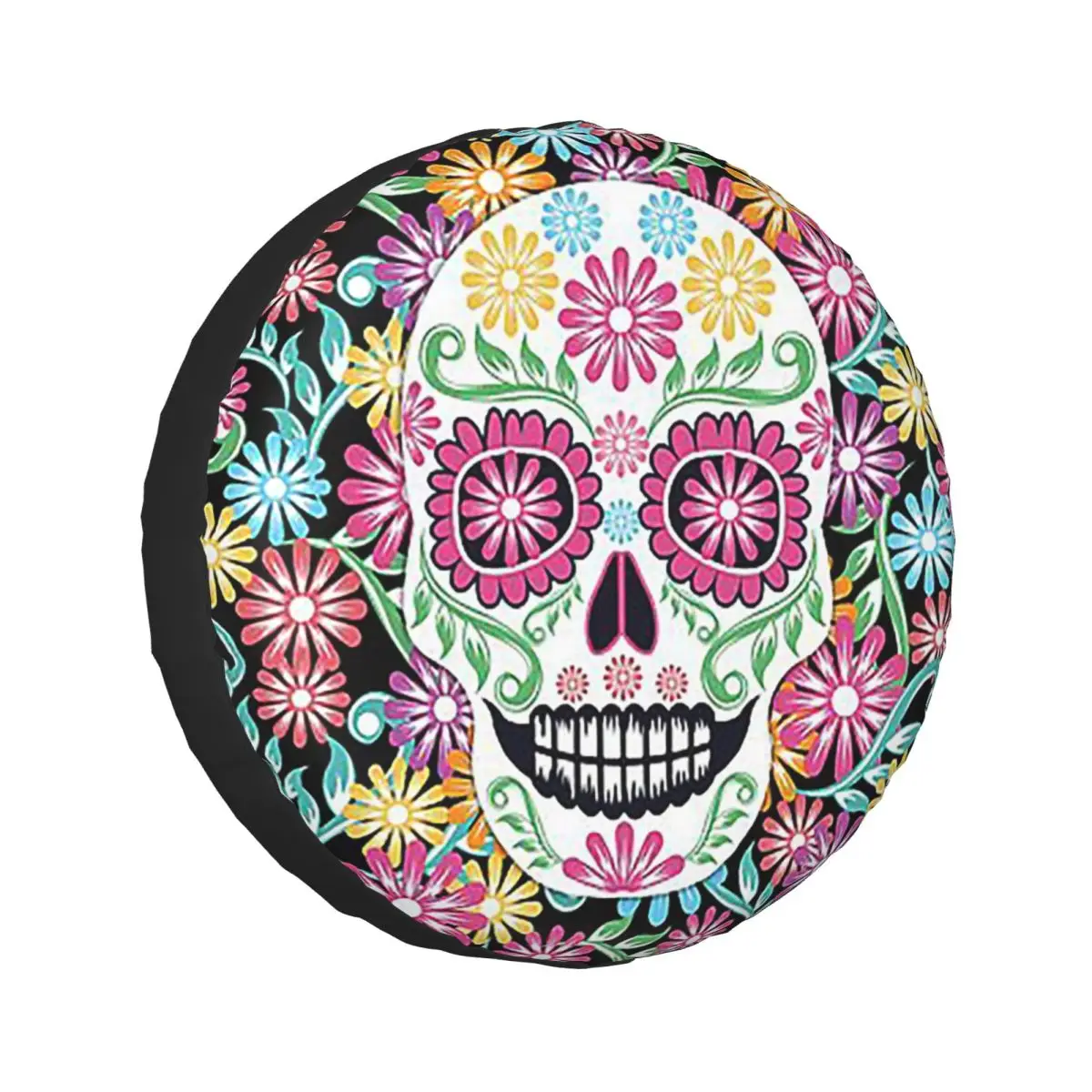 

Изготовленный на заказ чехол для запасного колеса Day Of The Dead Sugar Skull с яркими цветами для Jeep SUV RV 4WD Trailer 4x4 Защитные чехлы для колес