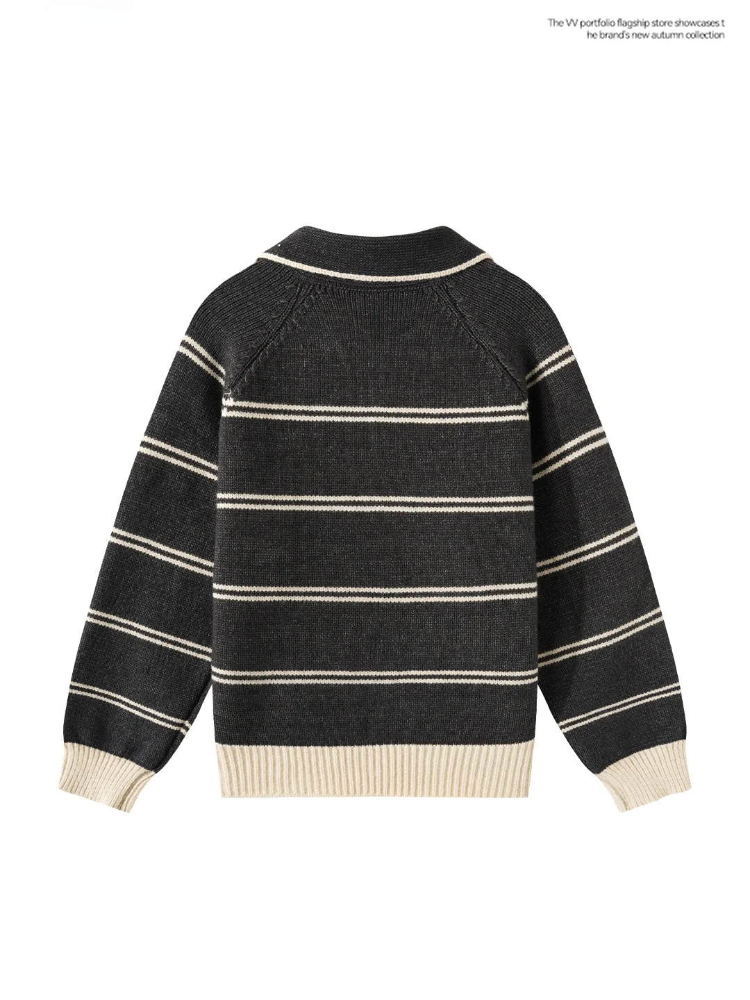 Slim Fit Long Sve Strickpullover Damen SLE Retro ey Stripe Collared Overalls Vielseitiges Herbst-Top für Studenten