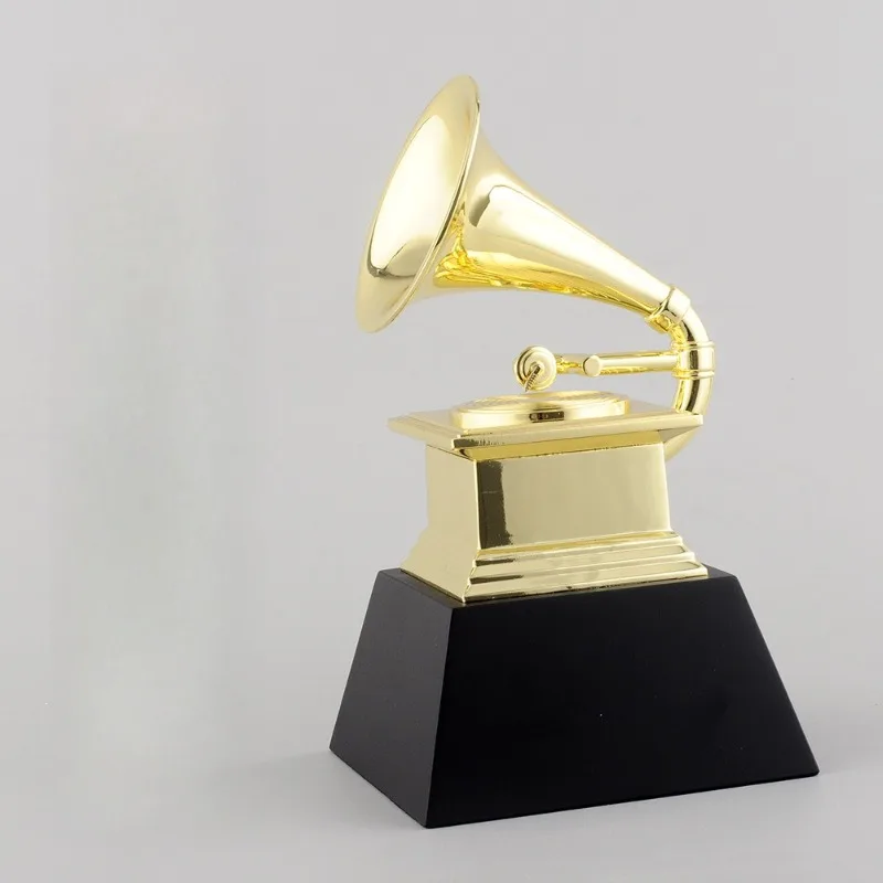 Awards Gramophone Metal Trophy, Engravable Metal Replica Statue, Decor Ornament Souvenir Gift for Collection Home Display