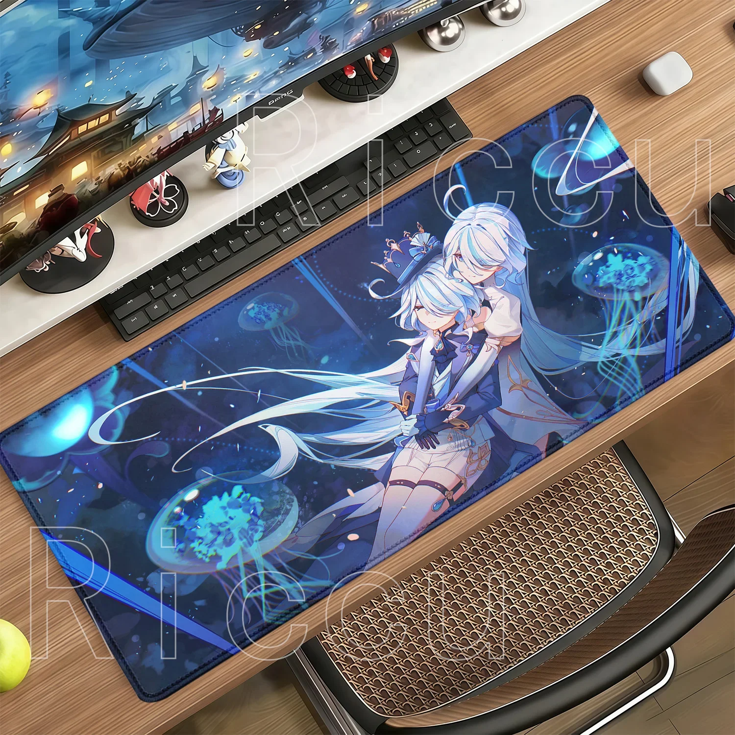 New Furina Genshin Impact Gaming Mousepad Anime Kawaii Girl Desk Mat PC Keyboard Offices Mouse Pad HD Printing Non-slip Carpet