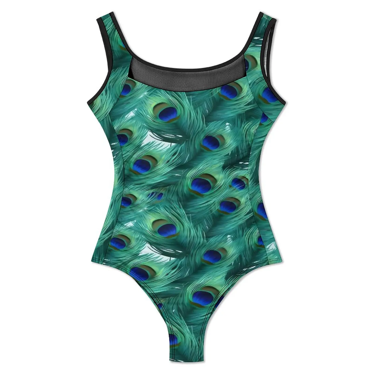 Peacock Feather Swimsuit Sexy Retro Animal One Piece Swimwear Push Up Bodysuit Sweet Vacation Bath Beach Outfits