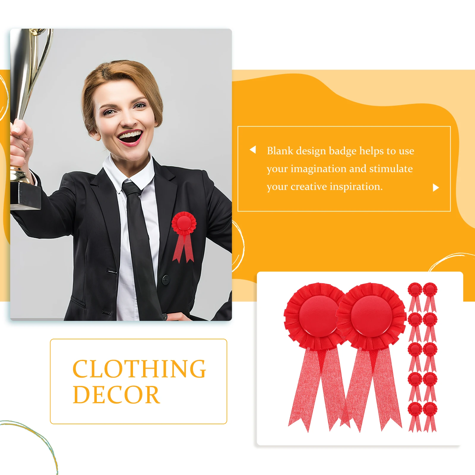 

20pcs Ribbon Blank Award Brooch Decorative Badges Creative Badges Unfinished Name Ribbons Small Size Office Coffee Shop Durable