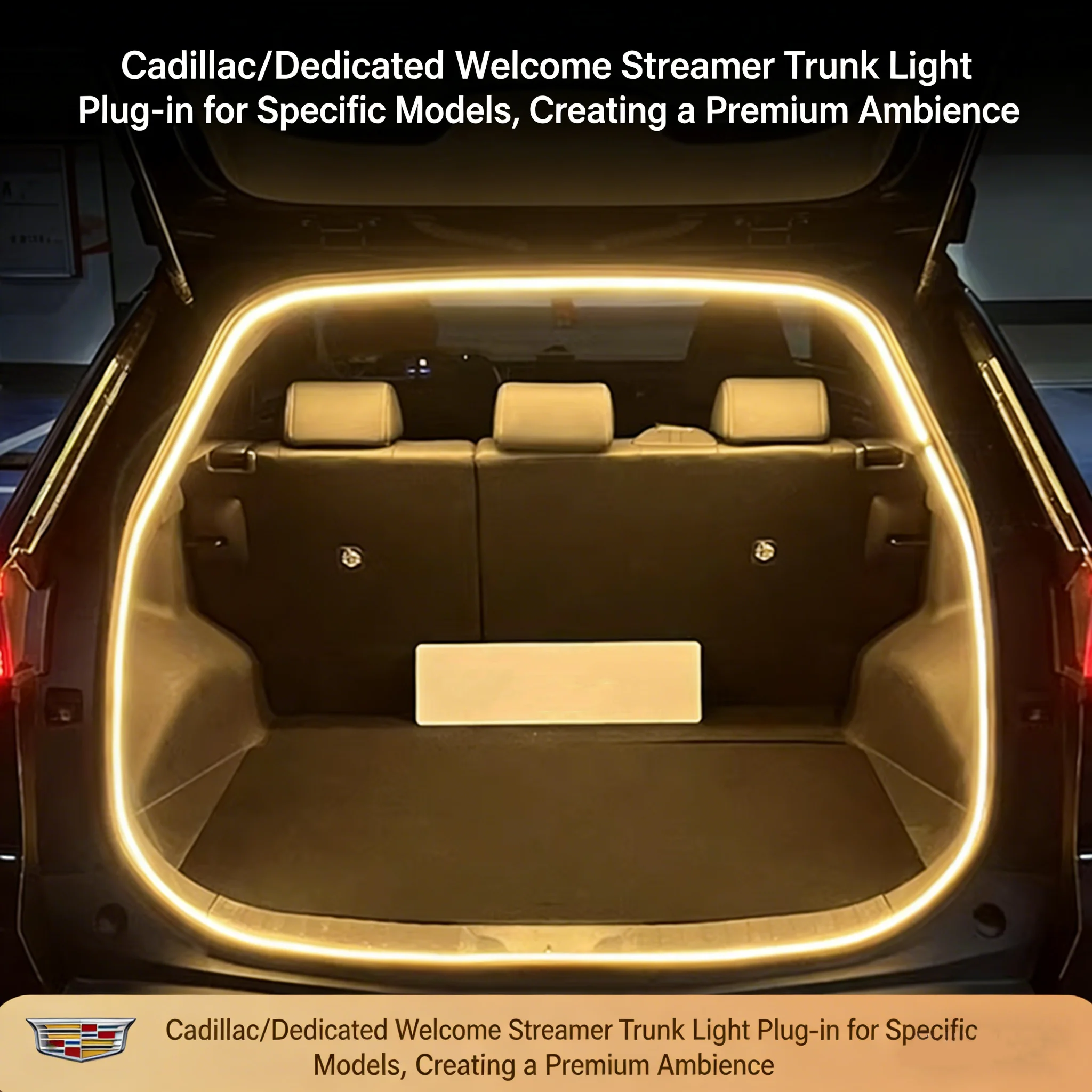

For Cadillac XT4 XT5 etc. Rear Trunk LED Light Bar White Warm White Car Trunk Modified Atmosphere Lamp Lighting Strip
