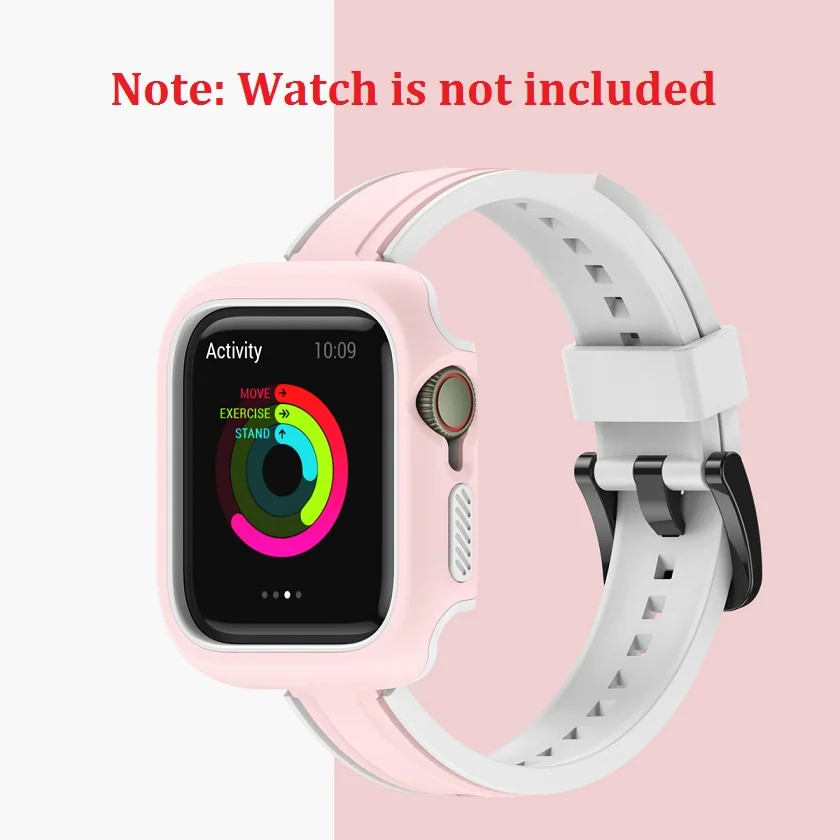 2 in 1 Small Waist Silicone Sttrap + Watch Case for Apple Watch Series 7/6/5/4/3/2/1/SE (41MM 45MM 44MM 40MM) apple watch band