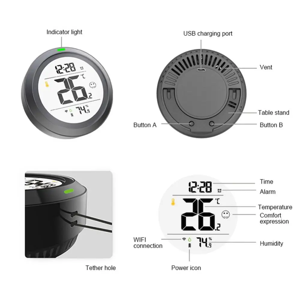 

Tuya Smart WIFI Temperature And Humidity Sensor Indoor Hygrometer Thermometer bluetooth-compatible With Alexa Assistant