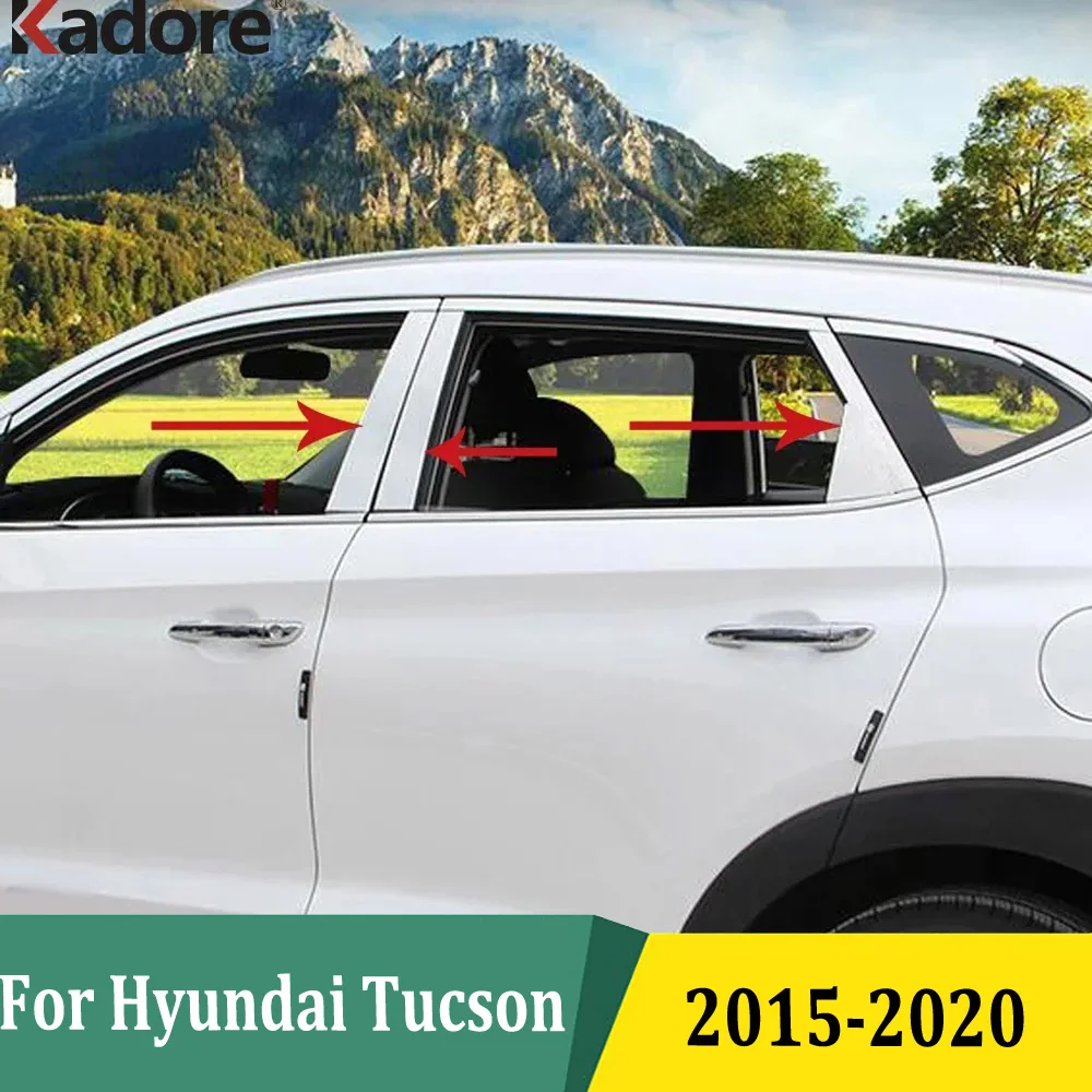 For Hyundai Tucson 2015-2017 2018 2019 2020 Window Center Pillars B + C Pillar Covers Trim Car Exterior Accessories Stainless