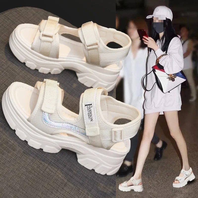 Daddy sports sandals soft-soled new summer platform muffin Roman beach casual women's shoes