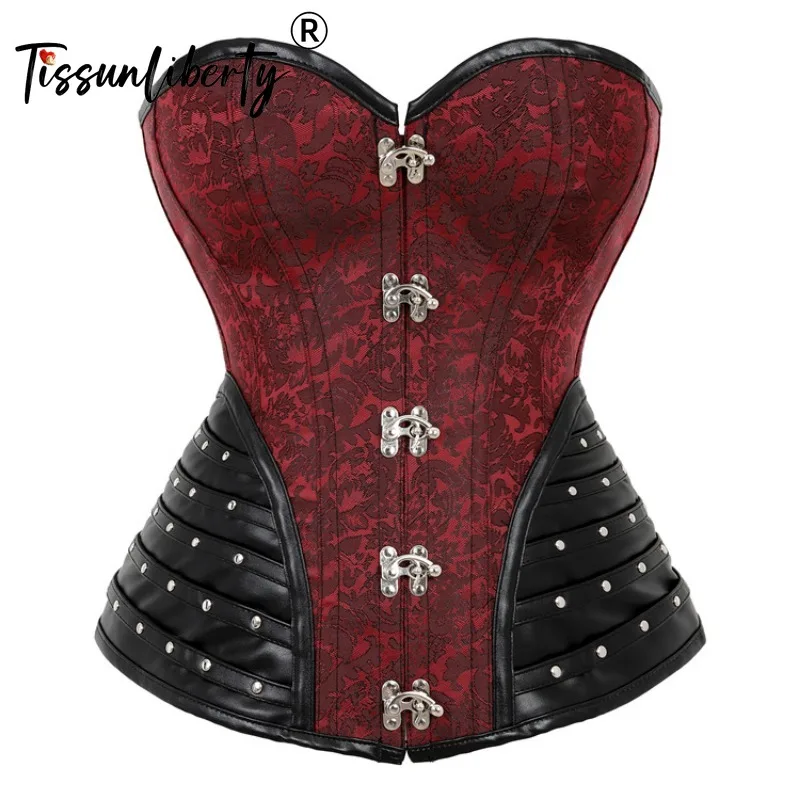 2 Pcs Steel Bone Women's Tight Corset Mujer Vintage Sexy Underwear Waist Trainer Slimming Body Shapewear Tops Women Steampunk