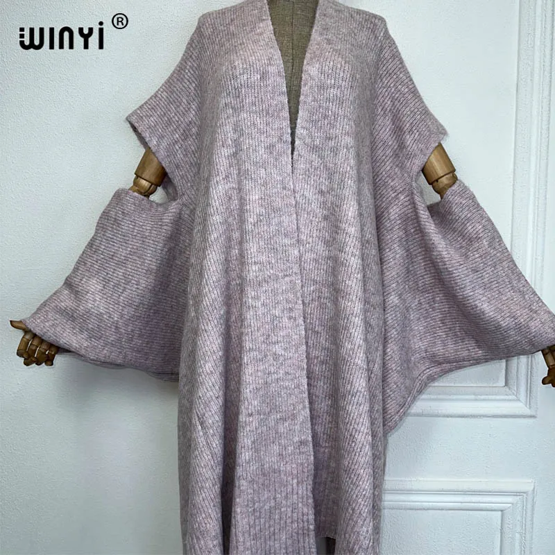 WINYI new Women Knitting elegant coat Catwalk Capes Autumn 2023 Female Fashion kimono Cloak winter clothes women cover-ups dress