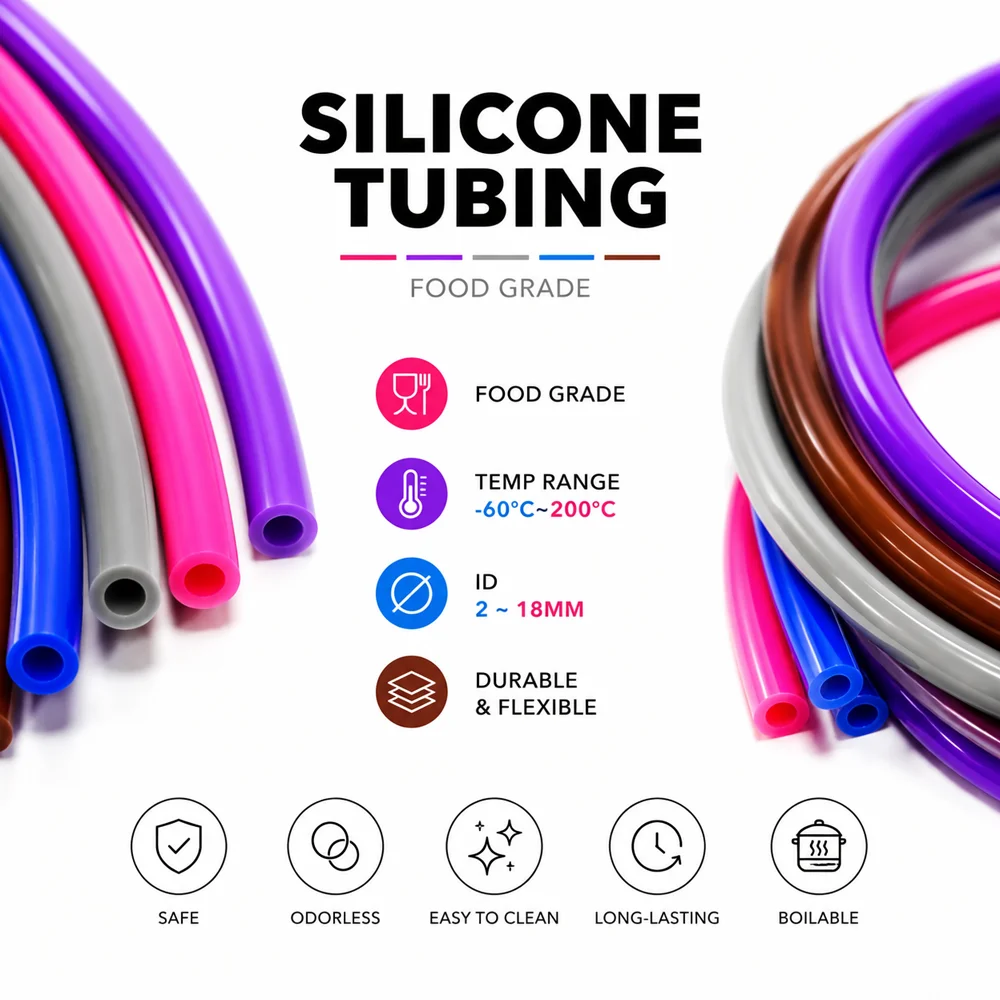 Colored Silicone Hose ID 2-12mm Food Grade Flexible Aging Resistance High Quality Coffee/ Beer/Soft Drink/Liquid Conducting Tube