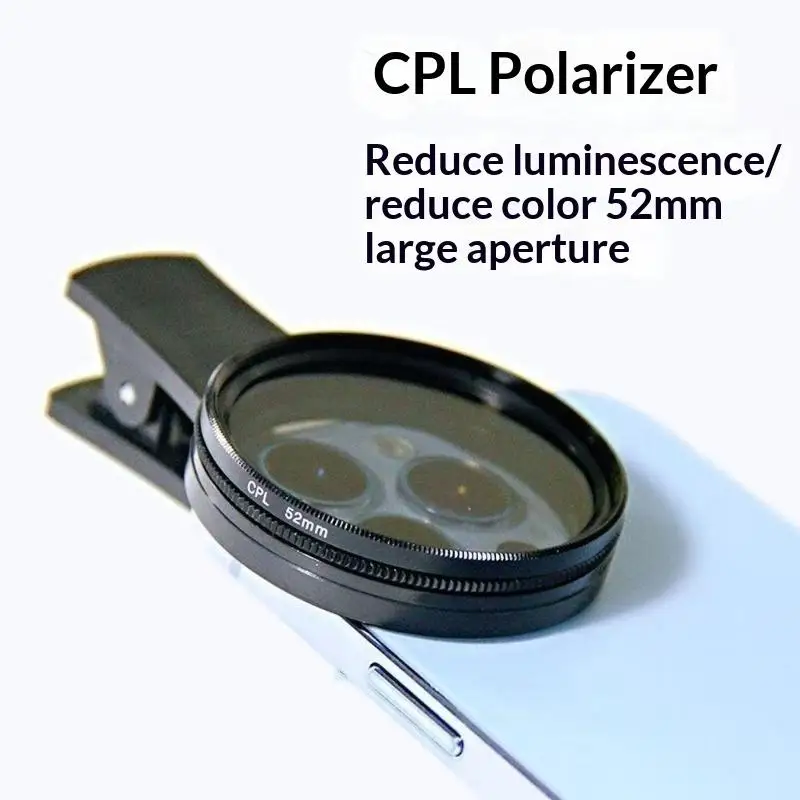 1Set 52mm CPL Universal With Clip Mobile Phone Lens Circular Polarizing Filter Lens Polarizer For Phone