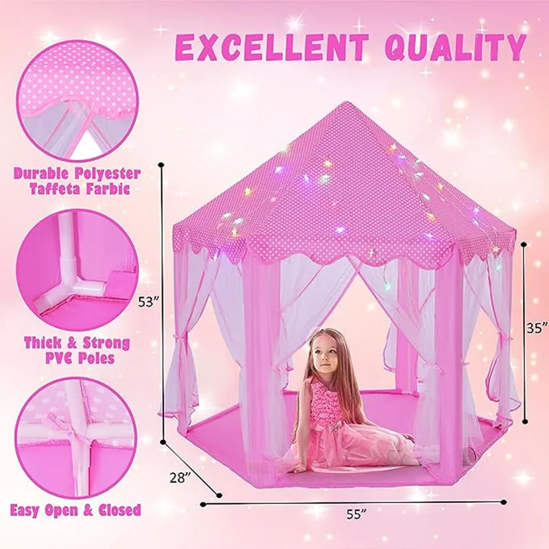 Tente portative pour enfants, château de princesse, tipi inftalk, maison de bébé, tipi Vigvam, cadeaux pour filles