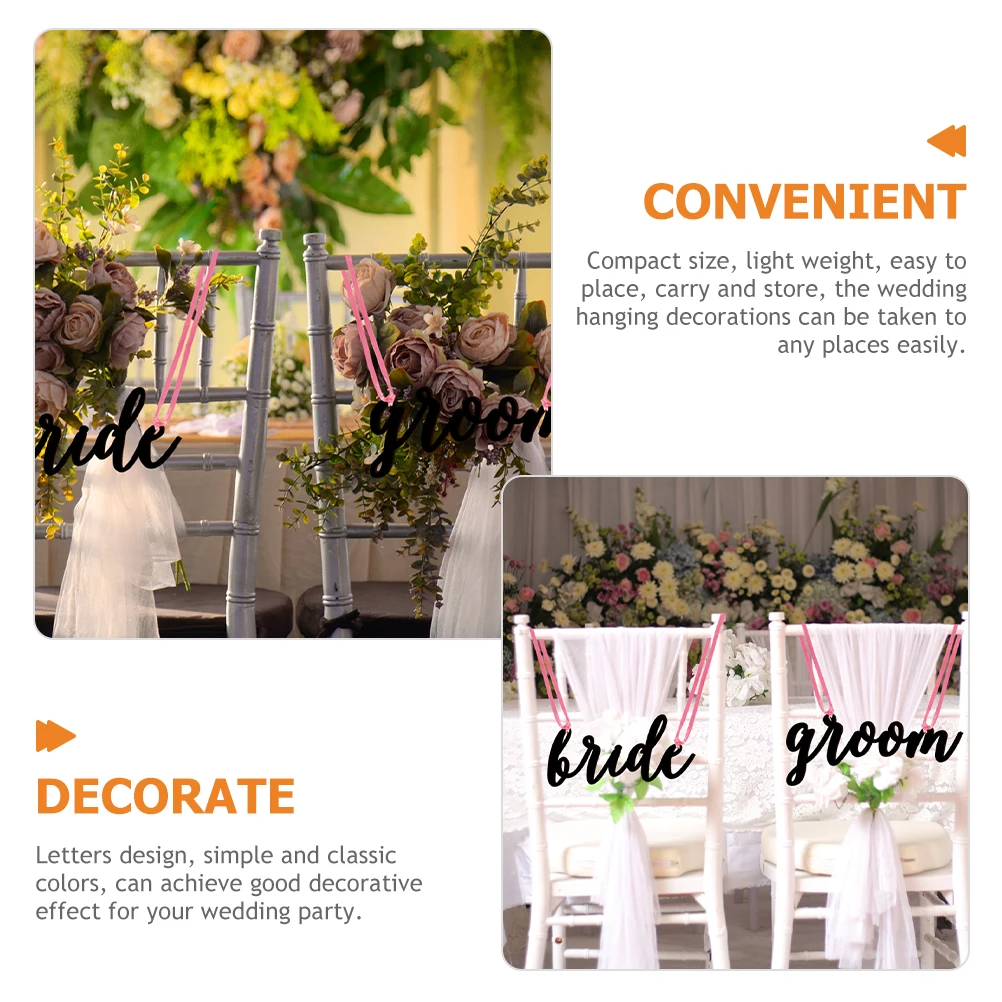 

1 set Wedding Chair Sign Decorations Rustic Wood Bride Groom Aisle Hanging Party Ceremony Romantic DIY Craft Lightweight Storage