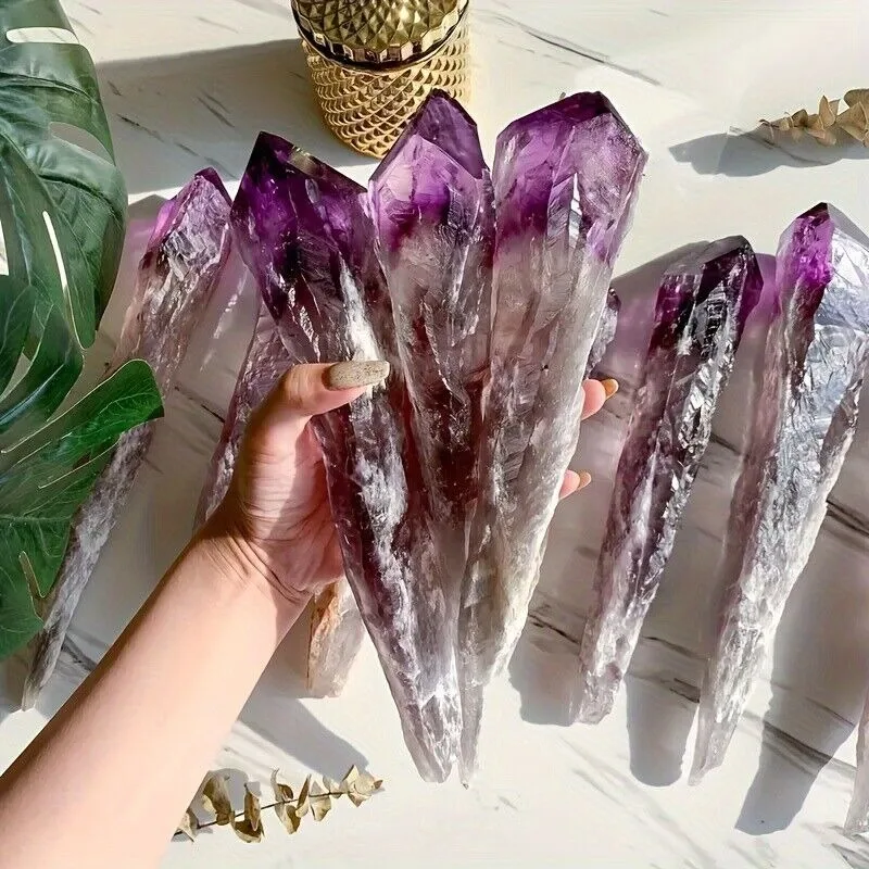 

1PC Natural Raw Amethyst Crystal Wand Point Healing Home Decor Perfect Gift Christmas Decoration Aquarium Accessories