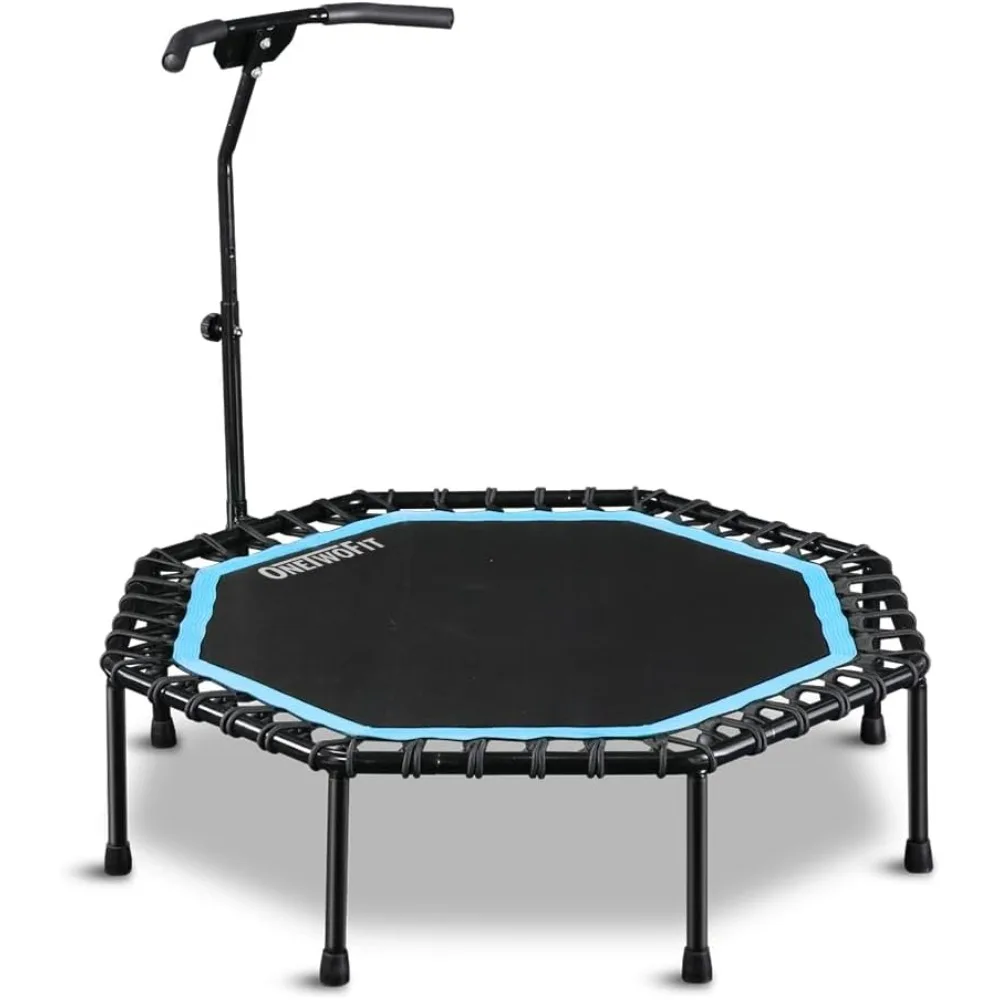 

51" Silent Trampoline with Adjustable Handle Bar, Fitness Trampoline Bungee Rebounder Jumping Cardio Trainer Workout