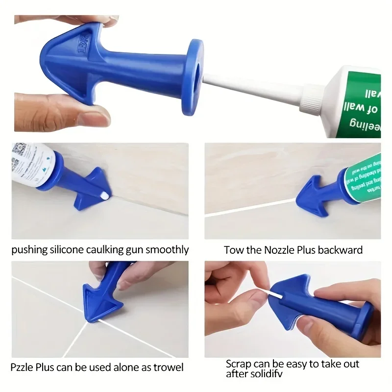 1Set Household Caulking Tool Set with Metal and Silicone Heads - Manual Sealant Applicator for Precision Finishing
