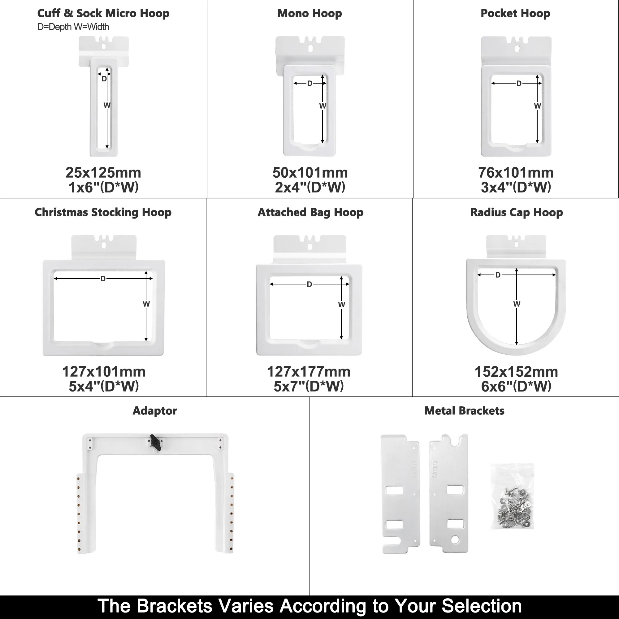 6in1 Magnetic Embroidery Frame Kit for Brother VR PRS100 PR1X PR620 PR650 PR655 PR670E PR680W PR1000E PR1050X PR1055X