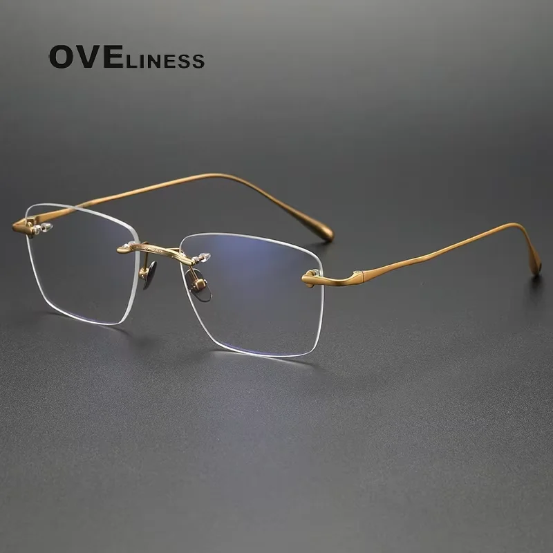 

Vintage square Pure Titanium Glasses Frame rimless Men Eyeglasses Frames Women Luxury Brand Eyewear spectacles