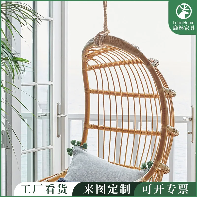 

Leisure B & B Resort Wind True Rattan Hanging Chair Lazy Balcony Bedroom Rattan Chair Rocking Chair Living Room Birdcage Swing