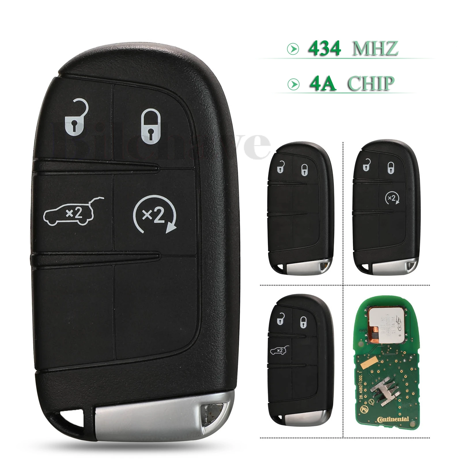 

jingyuqin Original For Jeep Compass Fob Control Remote Smart Key 434mhz 4A Chip 2/3/4 Buttons SIP22 Blade Keyless Entry