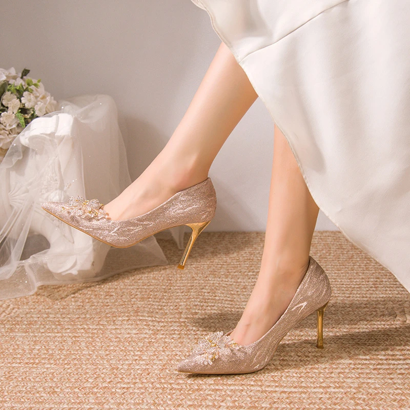 

2025 г., женские французские туфли на высоком каблуке с острым носком, женские элегантные удобные туфли-лодочки без шнуровки, Zapatos De Mujer