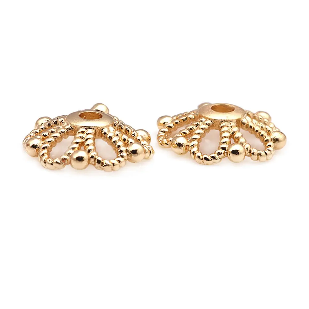 18K Goldfarbene Messing-Blumenperlenkappen Hochwertige DIY-Schmuckherstellungszubehör Halsketten- und Ohrring-Accessoires für Frauen – Detail 34