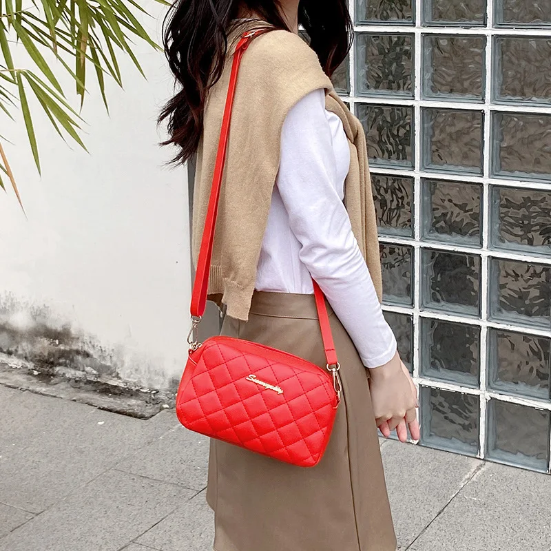 2026 S-Label Embroidered Camera Bag Ladies Fashion Shoulder Bag Diamond Grid Crossbody Bag Stylish Women's Handbag