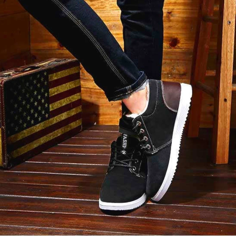 Winter Men\'s Sports Shoes Chunky Plush Snow Boots 2023 Warm Ankle Booties Fashion Male Sneakers Plus Size Zapatos Para Hombres