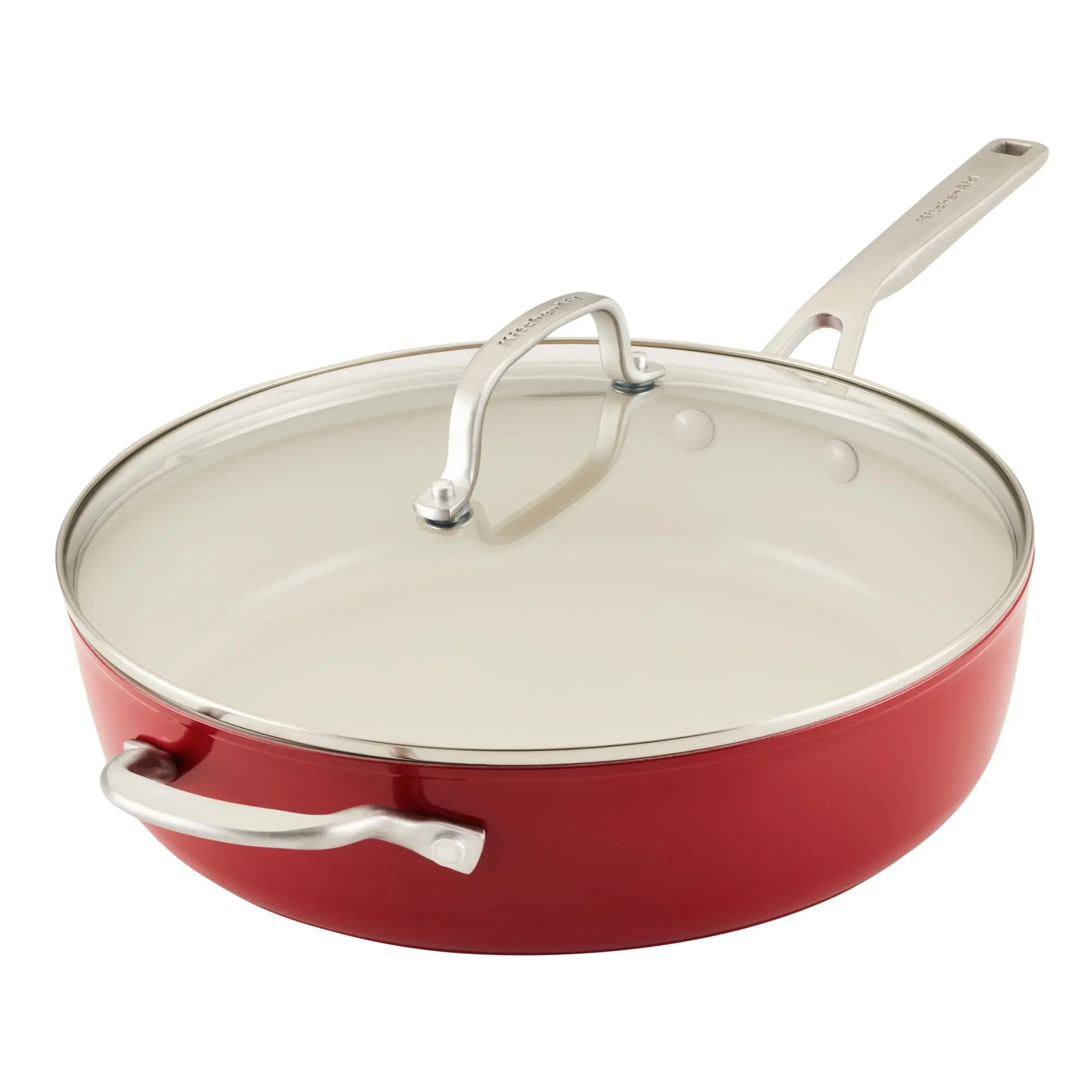 

Ceramic Nonstick Sauté Pan with Lid, 5-Quart, Hard Anodized. Induction Ready, Even Heating,Easy Clean, Dishwasher Safe,