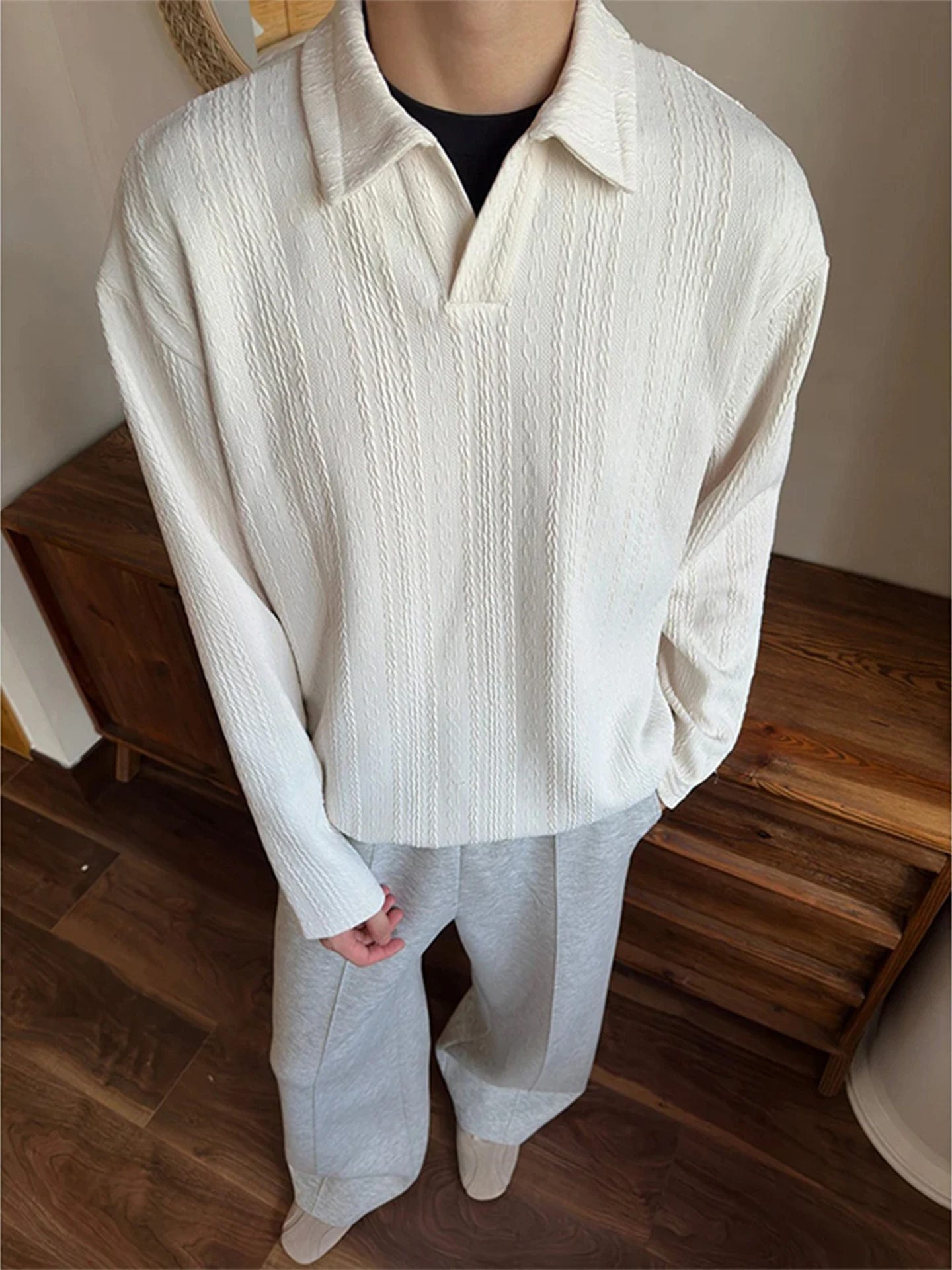 

ort Svel Men's Sweatirt with Stripe Wheat Spike Design Long Sve irt American Sle Collar Autumn Faion