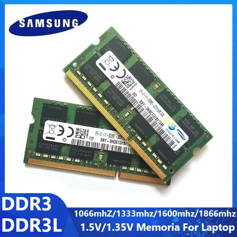 SAMSUNG Laptop RAM DDR3 DDR3L Memory Ram 2GB 4GB 8GB SODIMM Notebook 1066MHz 1600MHz 1866MHz High Performance Memoria 1.35/1.5V