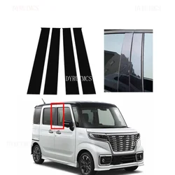 Fit For Suzuki Spacia (MK53S) 2018 2019 2020 2021 2022 2023 4pcs Silver Gloss Black Pillar Posts Door Side Window Sticker Cover