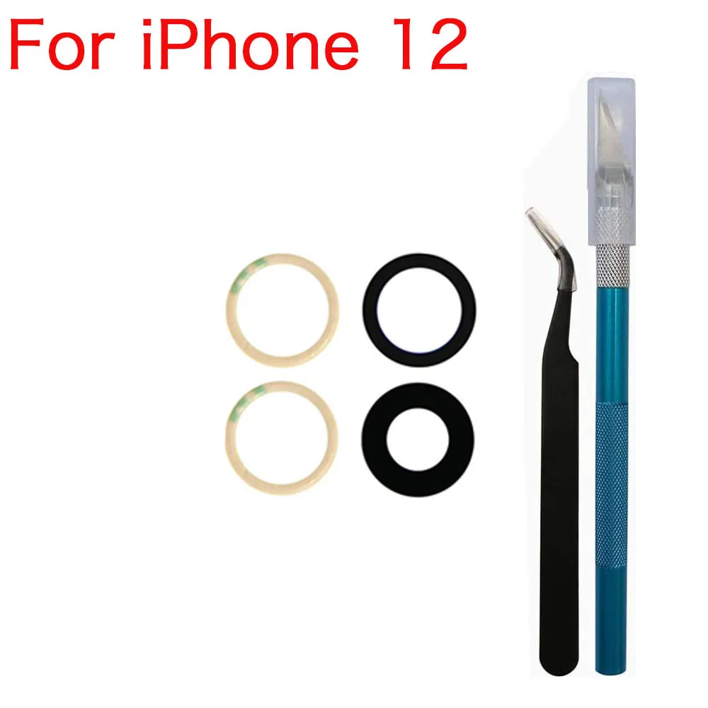 Reemplazo de cristal de cámara trasera para Apple iPhone 11 12 13 14 Mini Plus Pro Max con herramientas adhesivas y quitar