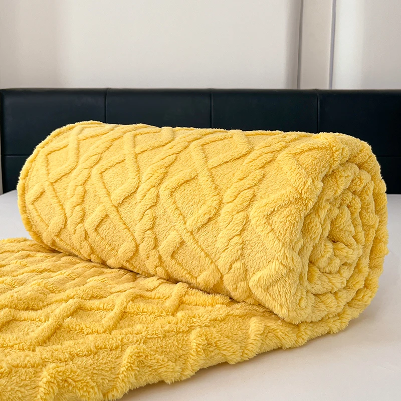 1pc Solid Color Blankets for Sofa Coral Fleece Blanket for Beds Soft Warm Bedspread for Winter Single/Queen/King Plaids/Blankets