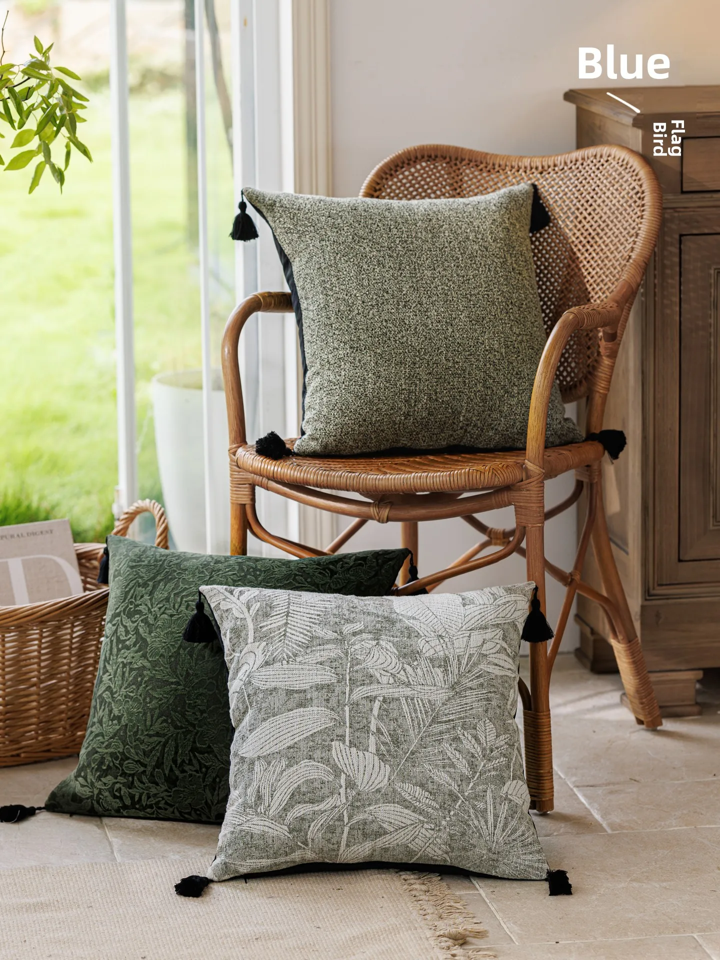 

Ретро-зеленая наволочка в простом цветовом исполнении, модная, с кисточками, квадратная, в винтажном стиле, для домашнего декора, чехол для подушки