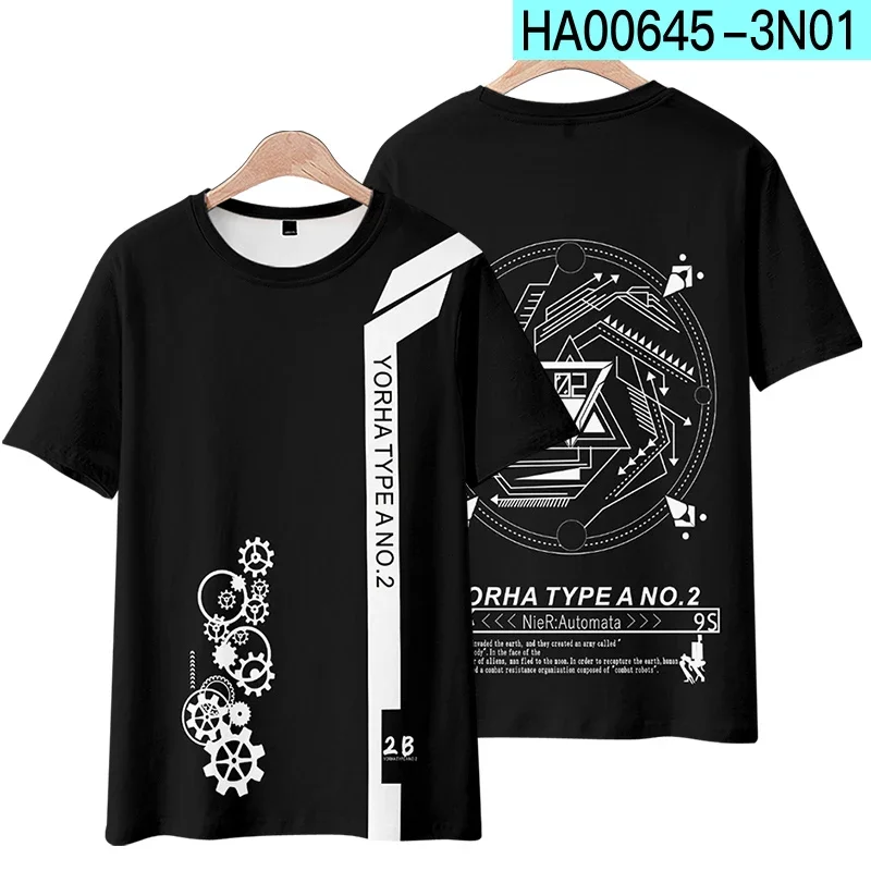 Anime NieR Automata Cosplay T Shirt Women Men YoRHa No. 2 Type B YoRHa No.9 Type S 2A 9S 2B Short Sleeve Hip Hop Tee Shirt Homme