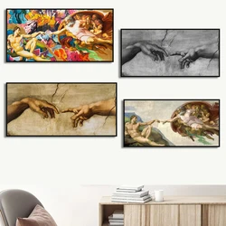 The Creation of Adam By Michelangelo Canvas Paintings Wall Art Posters and Prints Famous Art Pictures for Living Room Decor