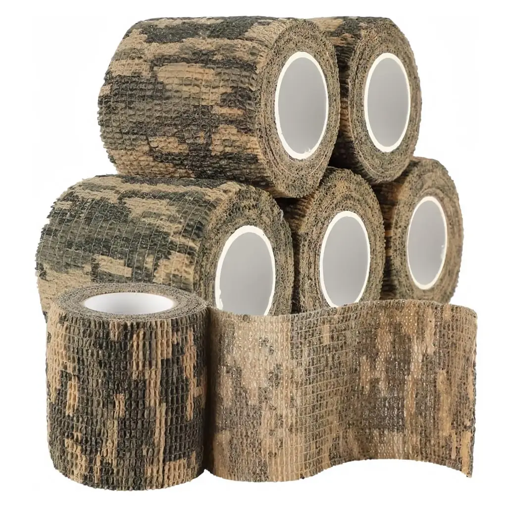 Camouflage Tape Self Adherent Cohesive Bandage Wrap Protective Digital Form Wrap Stretch Bandage for Rifle Shotgun Flashlight