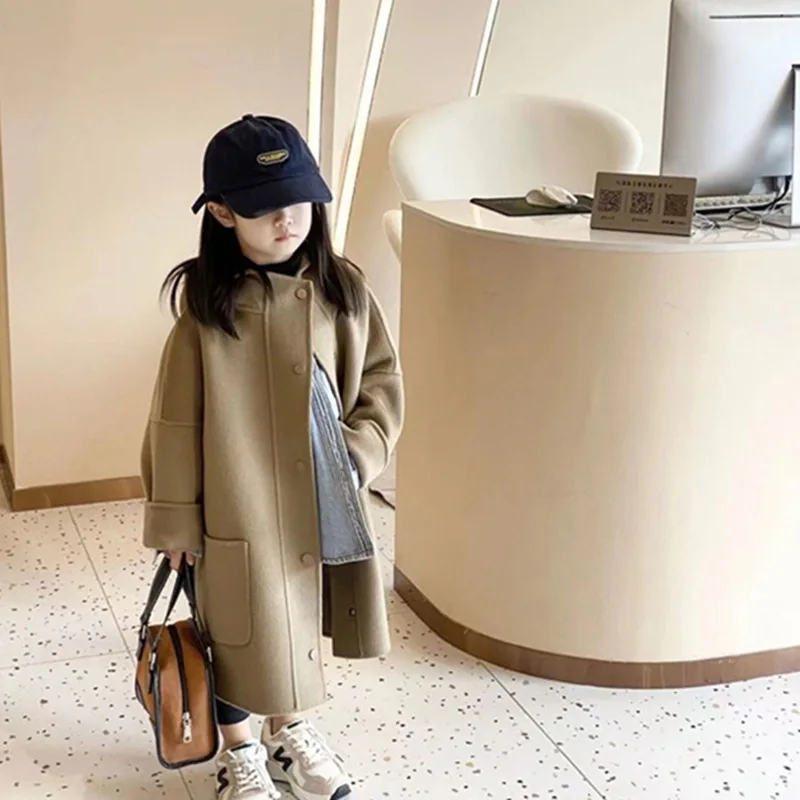 

Girls Kids Down Coat Jacket Overcoat Cotton Woolen 2025 Long Warm Plus Thicken Winter Sports Children's Clothing