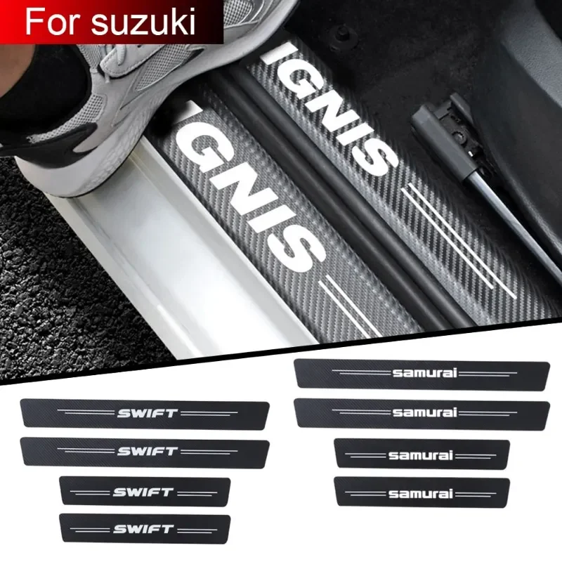 4pcs Car Door Sill Protector Threshold Film Stickers Decals for Suzuki SWIFT ALTO BALENO GRAND IGNIS JIMNY SAMURAI SX4 VITARA