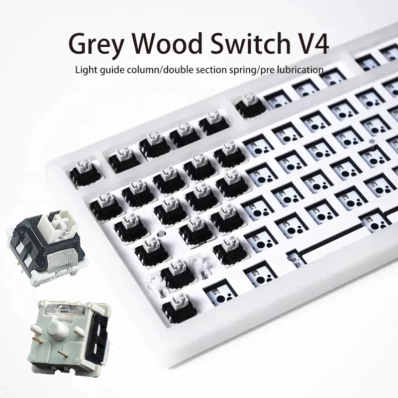 LEOBOG GrayWood V4 Switch Linear POM HIFI Switches For Custom Mechanical Keyboard KIT 5Pin With Light Guide Column DIY GMK67