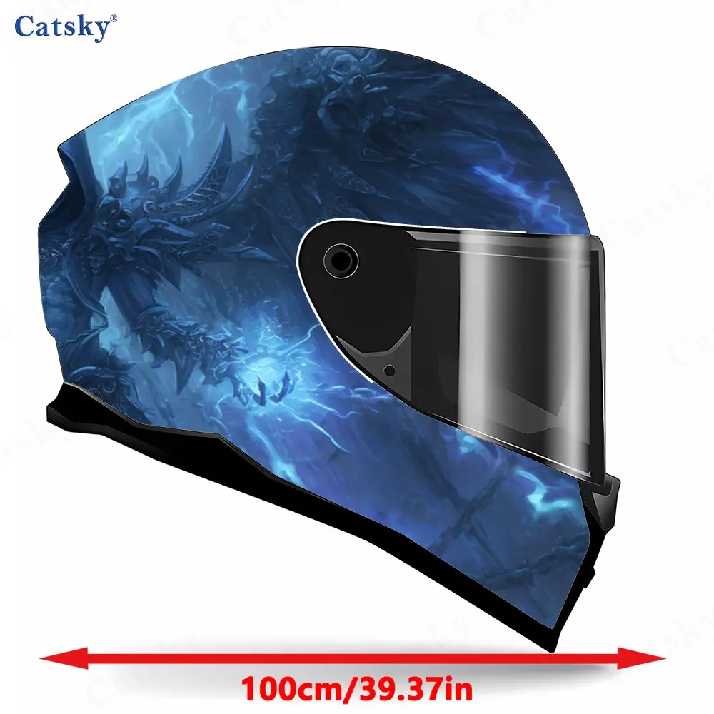Thunder Chain Raven-winged Reaper Helmet Vinyl Wraps, Waterproof Scratch-Resistant Full Face Helmet Decals, Durable PVC Decorati