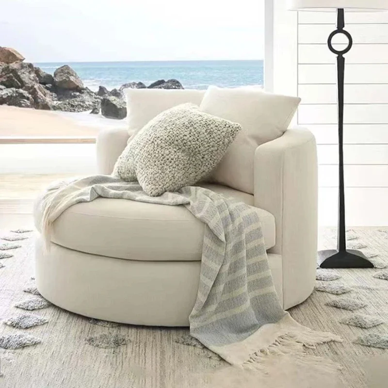Y1 Italian round Rotatable Couch Flannel Living Room American Single Leisure Chair Nordic