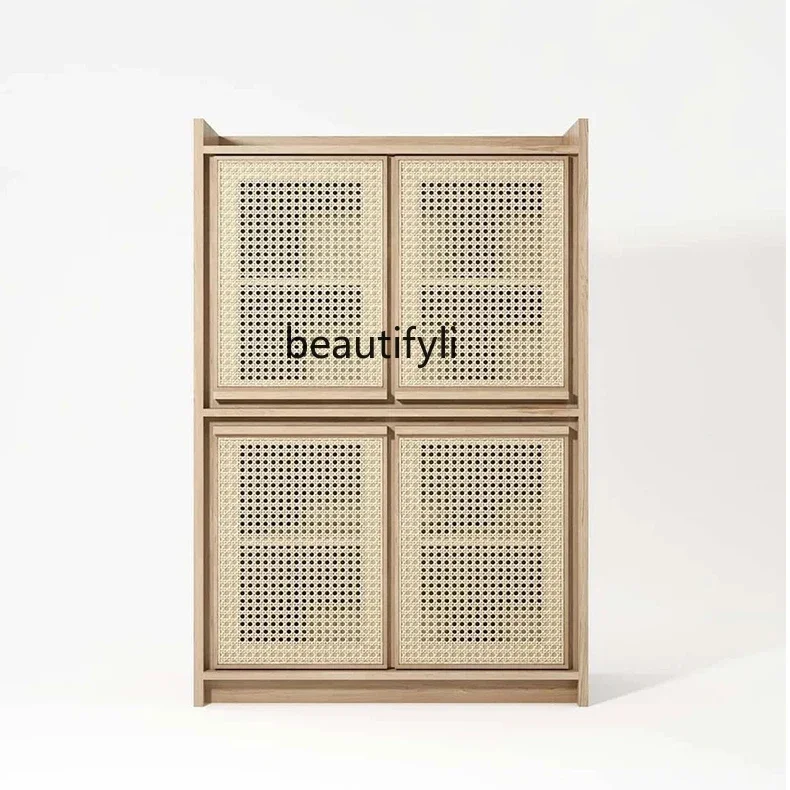 

Sili Style Solid Wood Rattan Chest of Drawers Storage Cabinet B & B Household Bedroom Locker Log Style