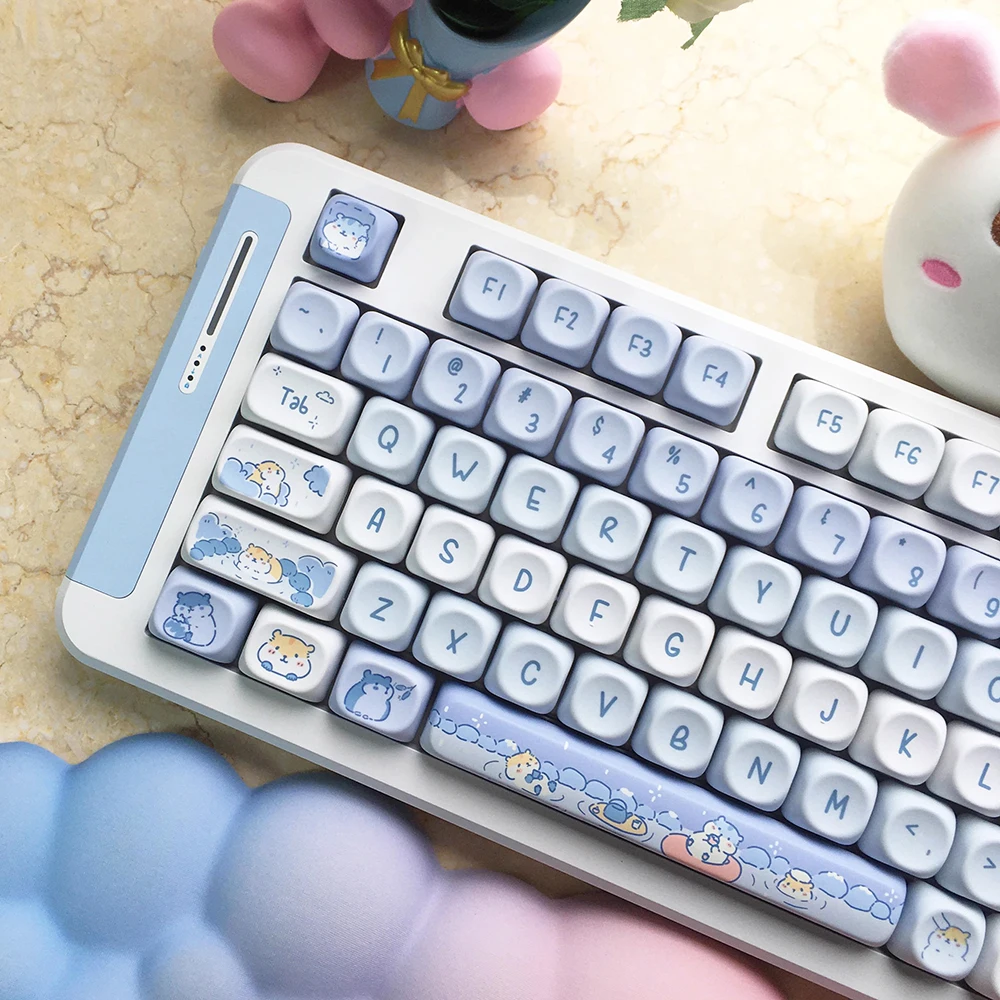 95/132 Keys MOA Profile Cute White Shubao Theme PBT Keycap For MX Switch Mechanical keyboard Dye Sublimation White Blue key Caps