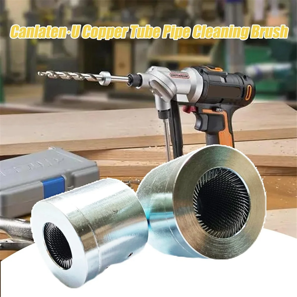Cepillo de limpieza de tuberías de cobre, cepillo de limpieza de conductos HVAC de Metal, taladro de 1/2 pulgadas