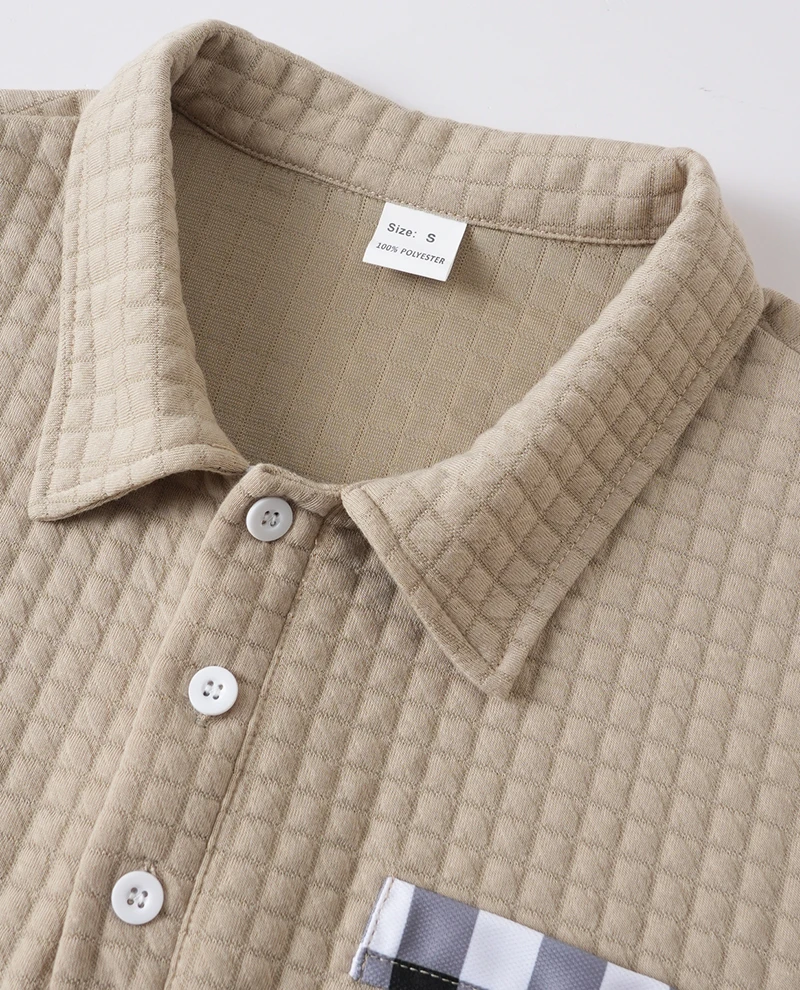 Herren Waffelstrick Langarm-Poloshirt mit Revers und Halbknopfleiste, Regular Fit, Frühling Herbst Business Casual Atmungsaktive Weiche Oberteile – Detail 9