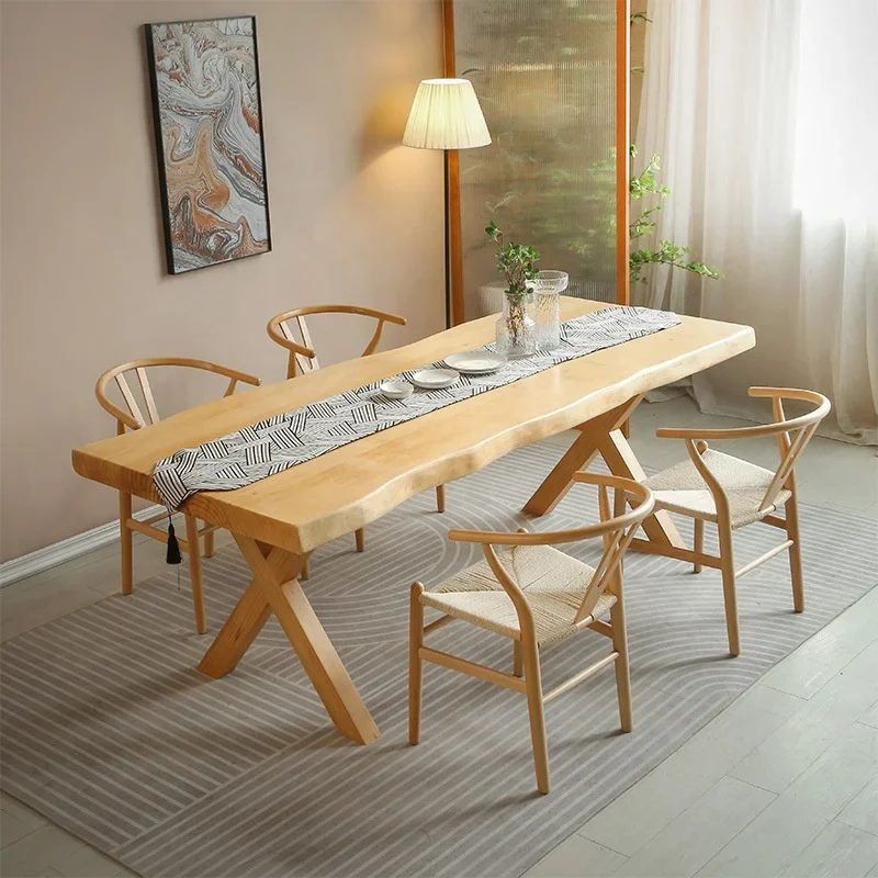 

#Modern Simple Solid Wood Dining Table And Chairs Small Household Log Dining Table Multiple Dining Tables And Chairs